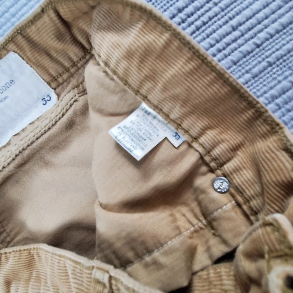 Rag & Bone Corduroy Pants Mens 33 British Khaki Camel Neutral Tone Downtown Prep